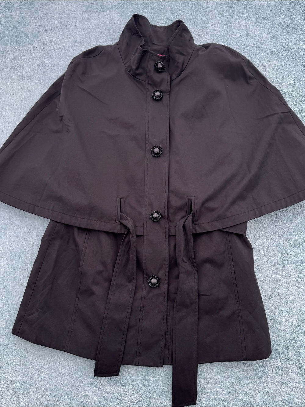 Betsey Johnson Black Cape-Style Belted Coat size Small